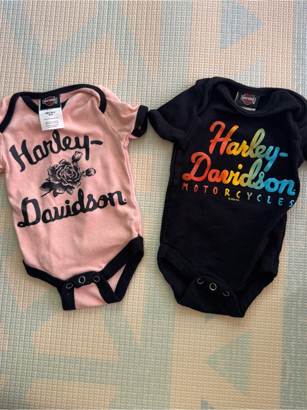 2 Harley-Davidson Cotton pink and Black Baby onsie